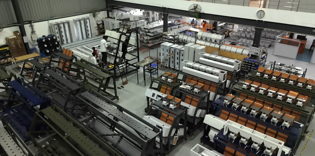 Colour sorter assembly on the factory floor
