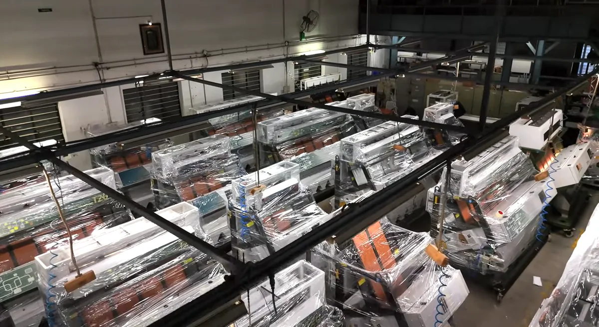 Assembled MARK machines prepared on the factory floor