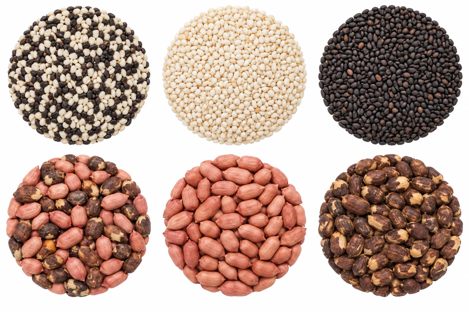 Mixture of white ivory sesame seeds and dark brown to black sesame seeds