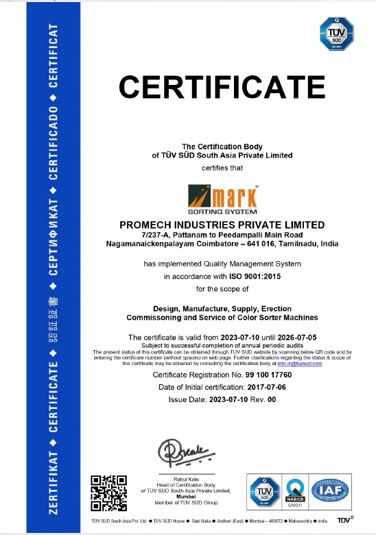 ISO 9001:2015 certificate — supplied copy F4