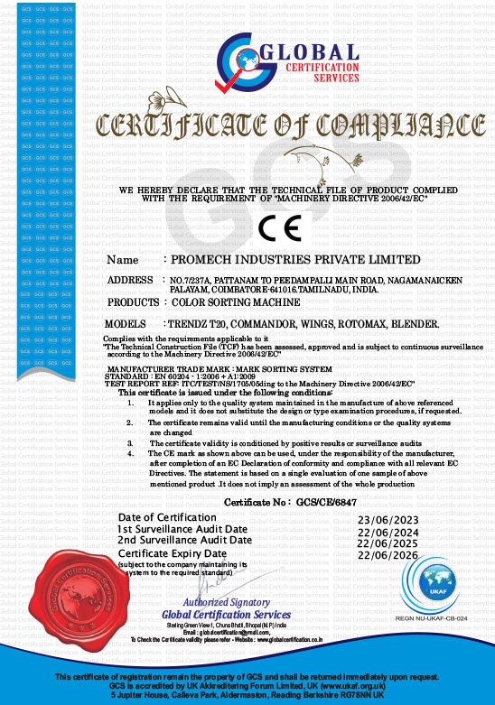 CE compliance certificate — supplied reference